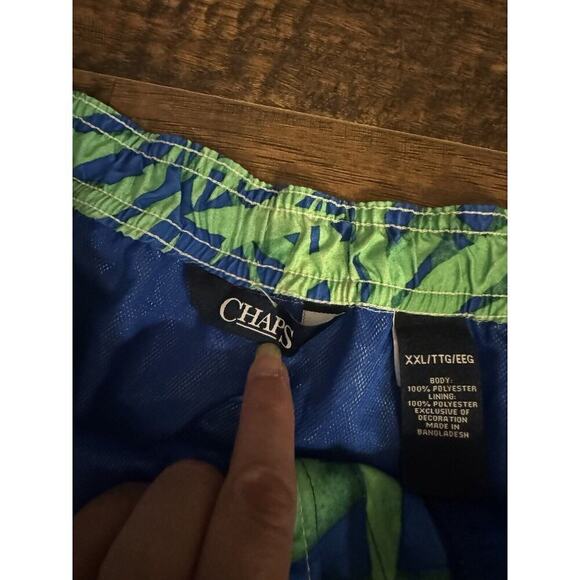 Chaps Mens Size XXL Tropical Swim Trunks Blue Green - Picture 6 of 7